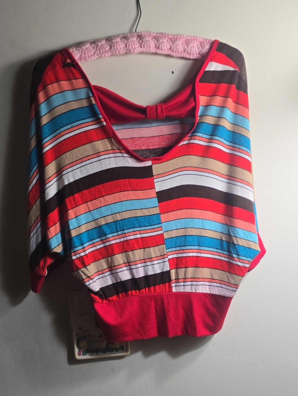 Red Multi-Stripe Scoop Neck Tunic Top